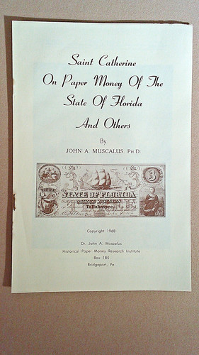 SAINT CATHERINE ON PAPER MONEY OF THE STATE OF FLORIDA AND OTHERS 1968 MUSCALUS