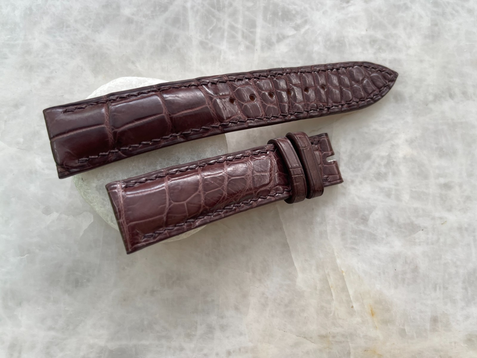 Brown Alligator Print Leather Watch Strap