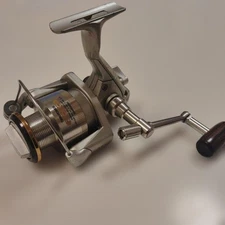 Shimano Twin Power 2000 Spinning Reel Metal Spool Wooden Handle Used