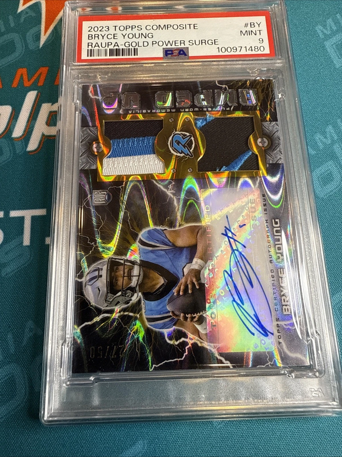 Bryce Young Topps Composite Resurgence Amped Up Patch Autographs #BY Gold Power Surge