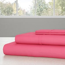 3 Piece Bed Sheet Set Twin Size Microfiber Sheet Set Nice Thin Summer Pink