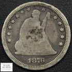 1876 CC Carson City Seated Liberty Silver Quarter 25C - Repaired