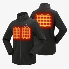 Size L - ORORO Women's Heated Black Zip-Up Long Sleeve Jacket - No Battery