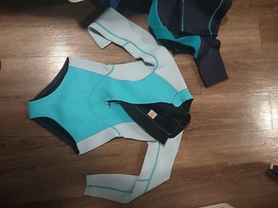 Blue and Light Blue Women's Full Body Wetsuit for Surfing, Diving, Swimming