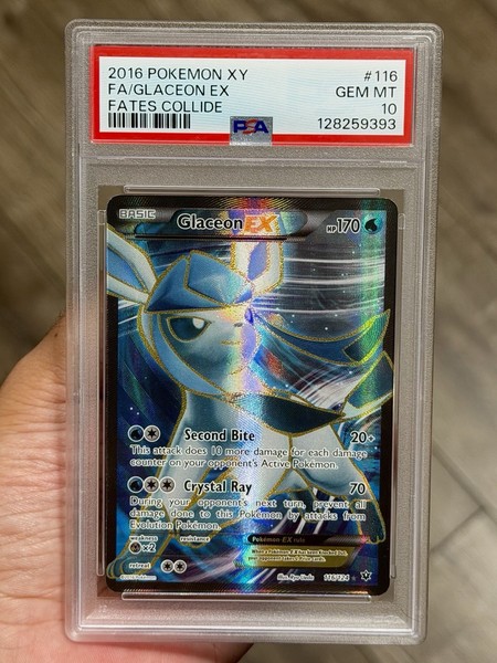 2016 Pokemon Glaceon XY Fates Collide EX 116/124 Full Art Ultra Rare Holo PSA 10