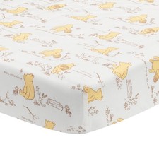 Lambs  Ivy Disney Baby Storytime Pooh 100 Cotton Fitted Crib Sheet - White