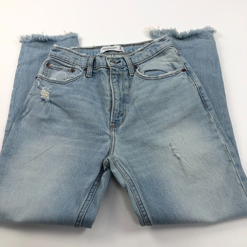 Abercrombie & Fitch High Rise Mom Jean 25 / 0 (Fits 26W 27L) Distressed Jeans - Picture 3 of 10