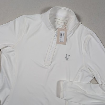 NWT Peter Millar Women's Golf 1/4 Zip Sun Shirt Golf Pullover White LS Size M