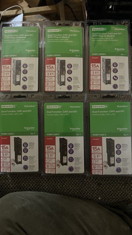 Square D Homeline HOM115PDFC 15A 120VAC Dual Function AFCI/GFCI Breaker