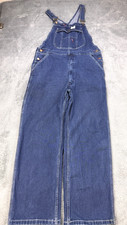 Hisea Bib Overalls Men 38x32 Blue Denim Straight Leg