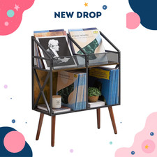 NEW Vinyl Record Storage Rack 250 LP Wooden Album Holder Table