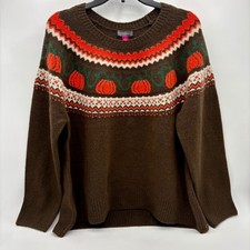 Vince Camuto Sweater Brown Pumpkin Print Hall...