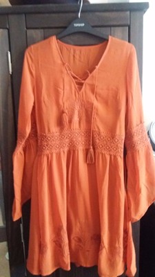 burnt orange bohemian dress