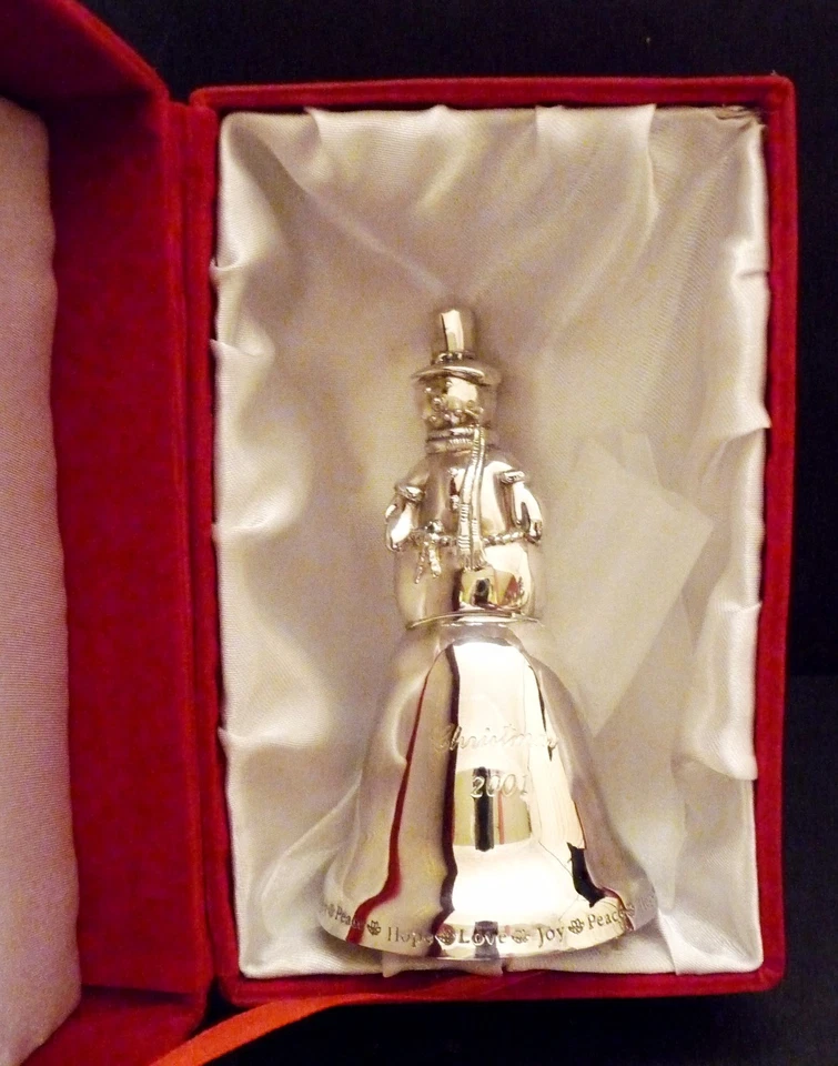 2001 Christmas Memories Snowman Bell, Silverplate - Image 2 of 4
