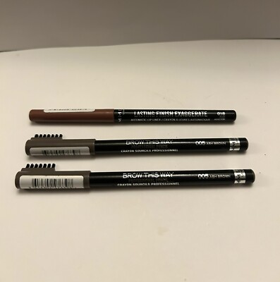 2xRimmel Brow This Way Pencil-Ash Brown/Lasting Finish Lip Liner-Rose Addiction