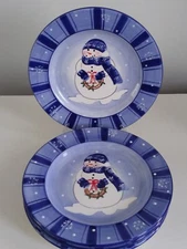 Harry And David Blue Snowman Salad Appetizer Dessert Plates Set Of 4