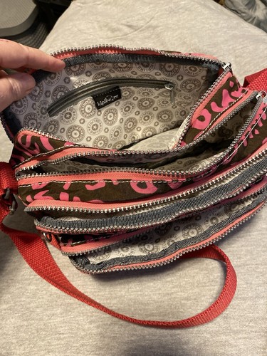 Kipling Messenger Travel Crossbody Bag passport Pinks Brown 7 Pockets - Picture 11 of 18