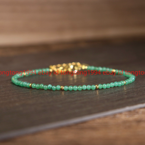 Natürliche 4mm Grüne Jade Edelstein Zierliche Armband Heilung Armband 19cm - Bild 2 von 2