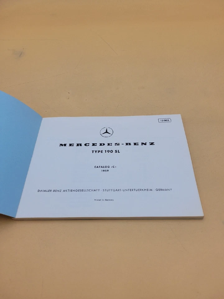 Mercedes Benz Type 190 SL 1959 catálogo guía C manual folleto 12003   Foto 3 de 4