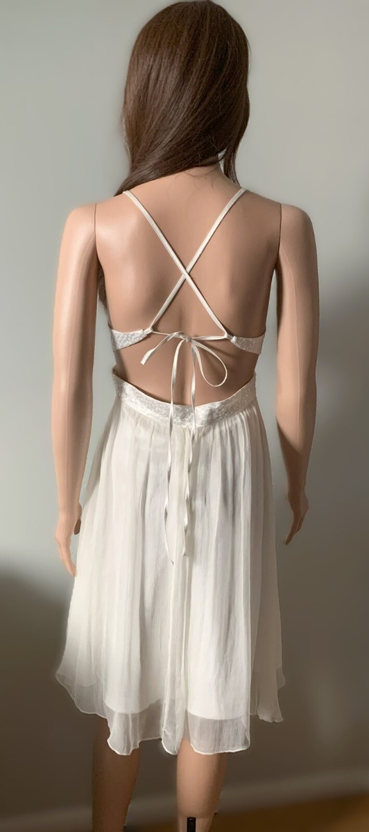 white sequin dress forever 21 Forever 21 White Sequin Bodice w/ Crinkle Chiffon Strappy Jr. Dress Size M