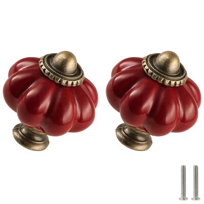 12-Pack Rust Red Ceramic Pumpkin Knobs Retro Drawer Pulls for Cabinets DIY Use