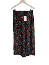 Nomads NWT Leaf Print Wide Leg Trousers Designer Size 10