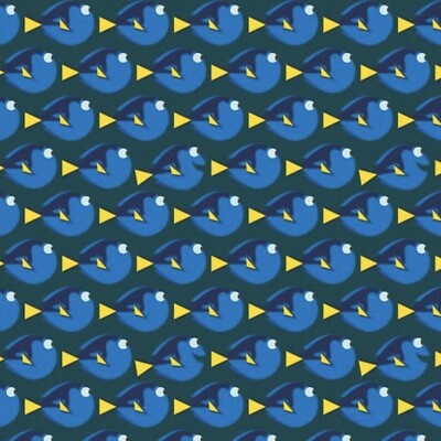 Disney Pixar Finding Dory Dark Teal 100% Cotton Fabric by The Yard