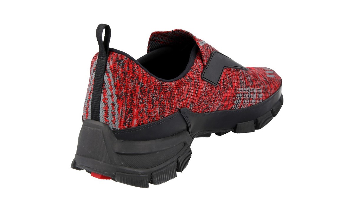 PRADA Knit Crosssection Sock Slip-on Sneakers 4O3223 Red Black