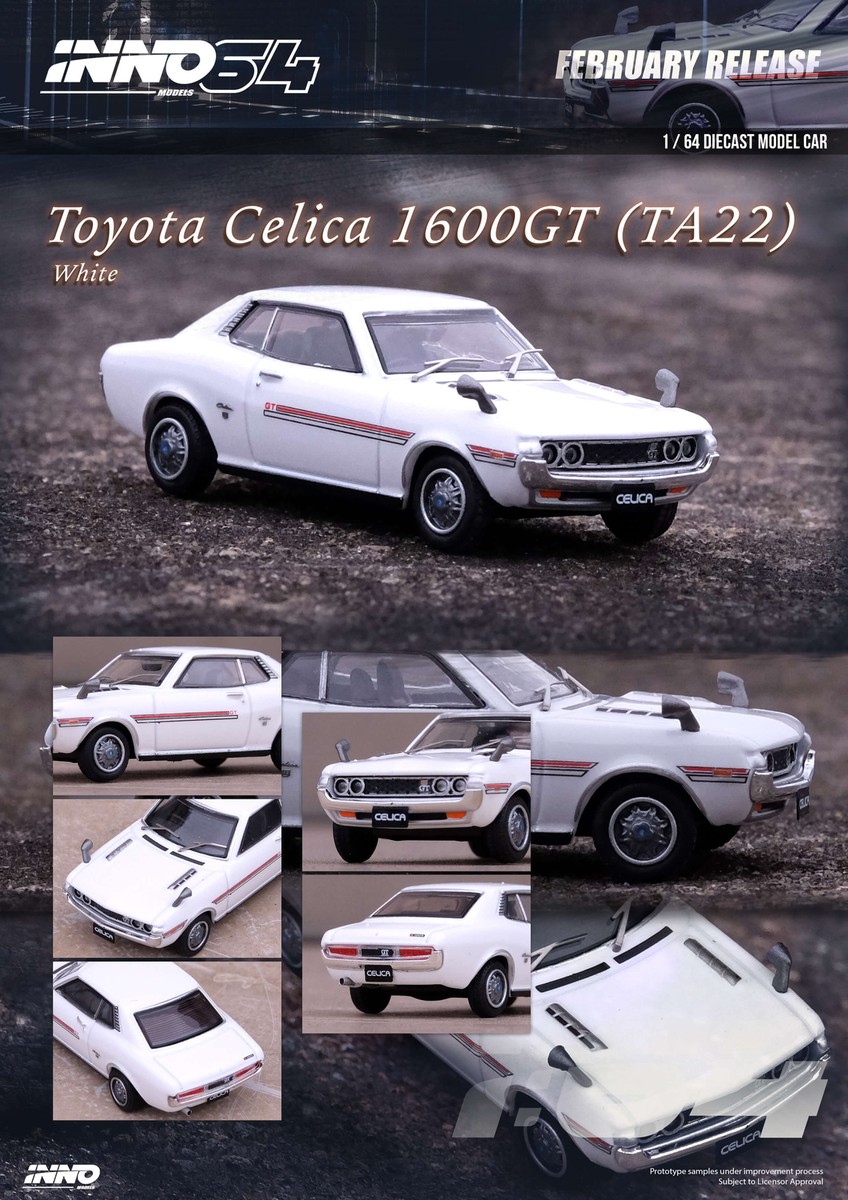 【ま】Toyota Celica 1600GT （TA22）ホワイト INNO64 1/64 Toyota Celica 1600GT (TA22) White Car Die-Cast