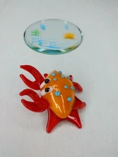 The Glass Gallery Crystal Collection Blown Glass Crab & Display Mirror