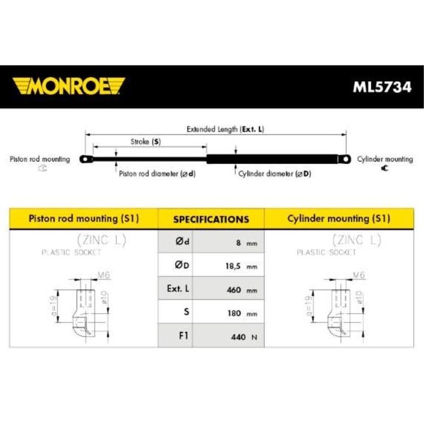 Monroe Gasfeder DäMpfer Heckklappe 440 N FüR Peugeot 308 I 4A 4C-image