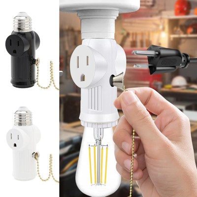 Light Bulb Plug Adapter E26 Light Bulb Outlet Socket Adapter 2 Prong forceful