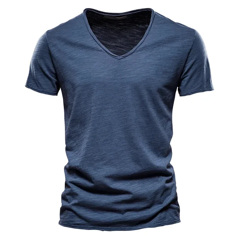 100% Cotton V-Neck Design Slim Fit Soild Color Short Sleeve T Shirt for Men
Opens in a new window or