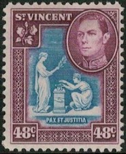Lot 4558 - Saint Vincent 1949 48c blue & purple mint hinged King George VI stamp