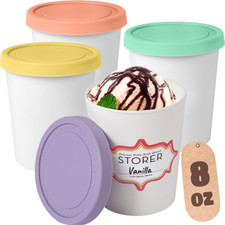 Premium Ice Cream Containers Reusable Freezer Storage Tubs with Lids 4 Pack
