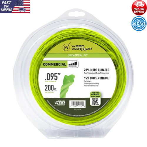 Commercial Grade Trimmer Line 0.095x200' High Durability Grass Cutting