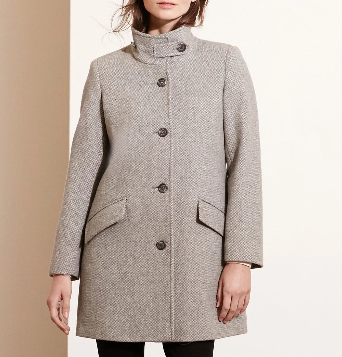 Ralph Lauren Women’s Wool Blend Coat Jacket Size 12 Grey Pre-Owned
