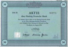 NINO AG 1990 Textil Mode Nordhorn Lathen Emsland 50 DM Niehues Gewinnanteile TOP