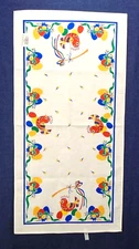 Folk Art Birds Easter Eggs Primary Colors Printed Cotton Table Runner 17.5x34"