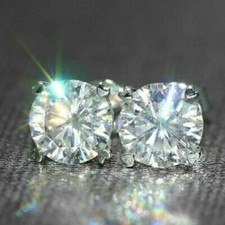 3Ct Lab Created Diamond Stud Screw Back Women Earrings 14K White Gold Over