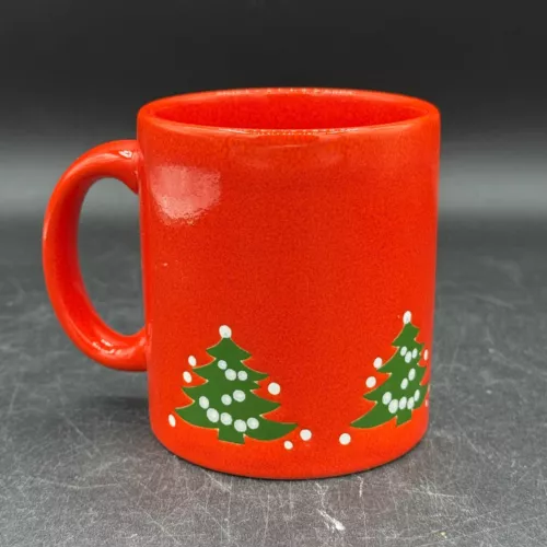 Waechtersbach CHRISTMAS TREE Mugs Small Trees 3 7/8" Red Germany Excellent