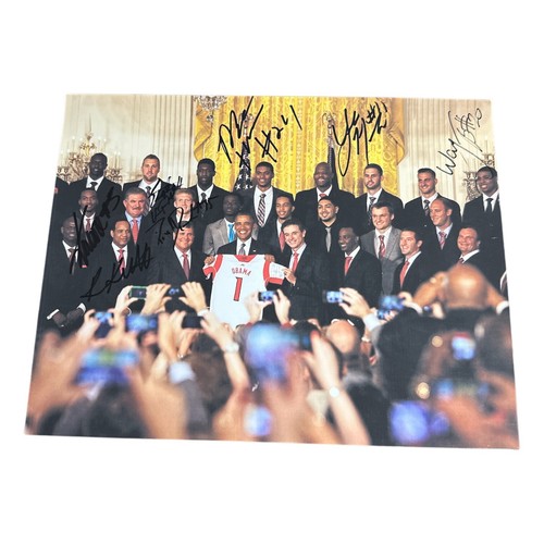 2012-13 Louisville Cardinal NCAA Champ Team Signed 8.5x11 Photo with Obama! - 第 1/3 張圖片