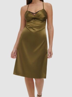 Guess Women's Green Olive Lace-Trim Sleeveless Slip Dress Size 8 | eBay