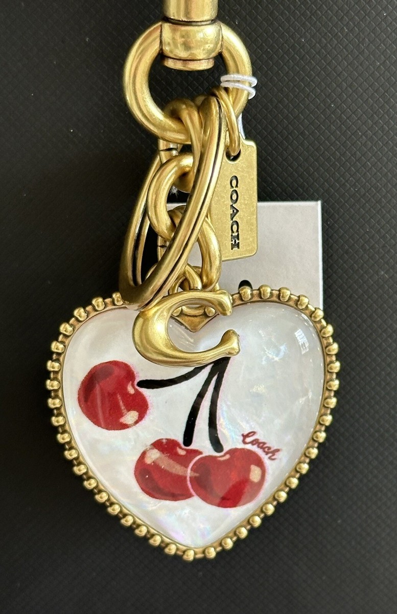 小物 cheeey NWT COACH VINTAGE CHERRY RESIN PUFFY HEART BAG CHARM FOB 
