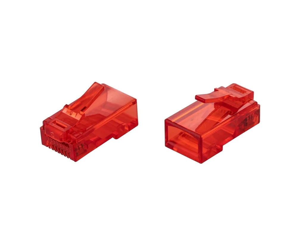 RED RJ45 EZ Enchufe Modular CAT6 UTP Cable de Red Paso Final - Lote de Conector a través Foto 2 de 4