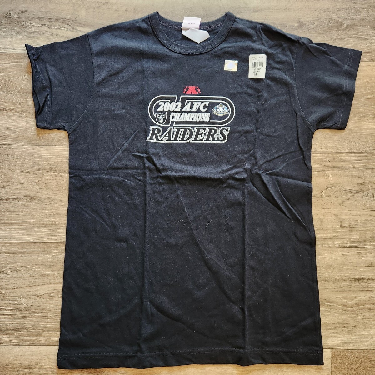 champion 　vintage football t-shirt Vintage 2002 AFC Champions Oakland Raiders NFL For Her Large
