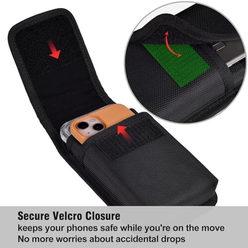Dual Phone Holster Case with Belt Clip for Two Phones, for All iPhone 16 Black - Picture 5 of 7