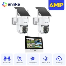 ANNKE 4MP PT Security Camera System Solar Powered Wireless Outdoor W/ 7" Monitor