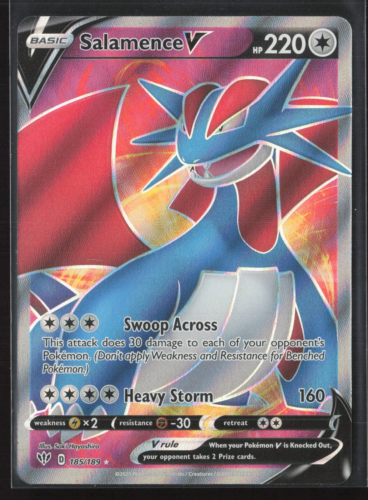Salamence V (Full Art) Ultra Rare SWSH03: Darkness Ablaze 185/189 NM Pokemon