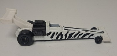 1993 Vintage Hot Wheels Dragster Diecast Race Car Black White Zebra Stripes Toy